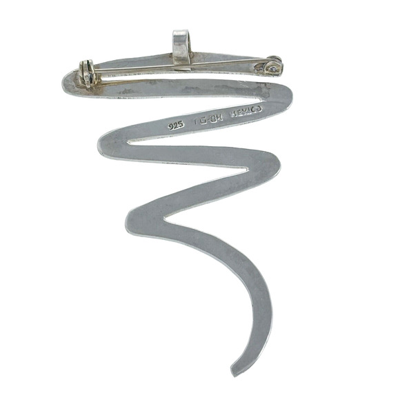 Southwest Taxco TC-84 Mexico Sterling Silver Squiggle Abstract Brooch Pendant - Picture 2 of 6